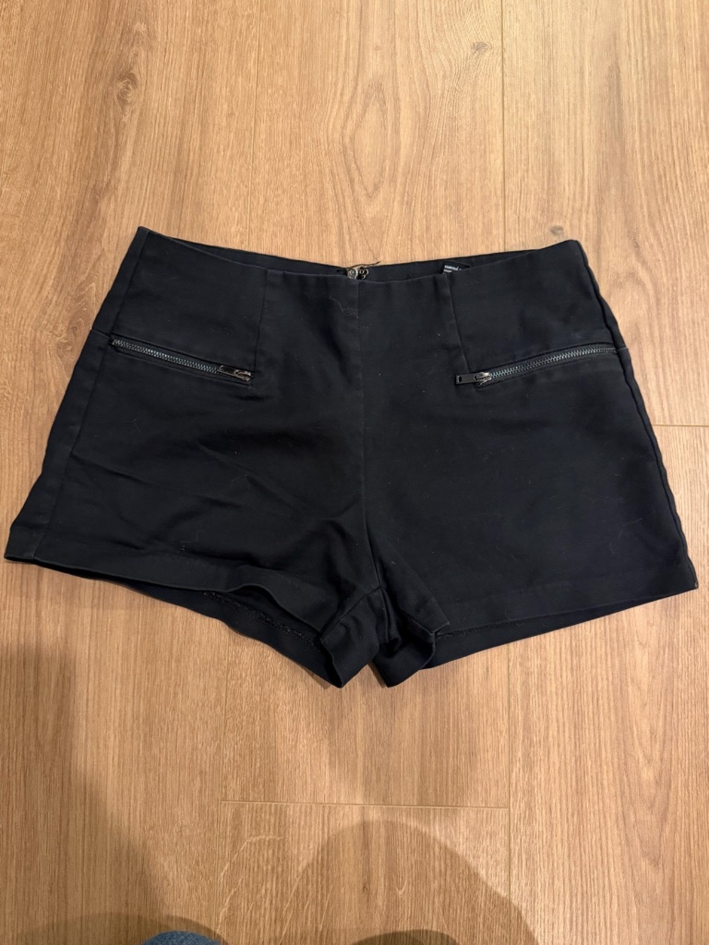 Forever 21 Black High Waist Zip Pocket Shorts